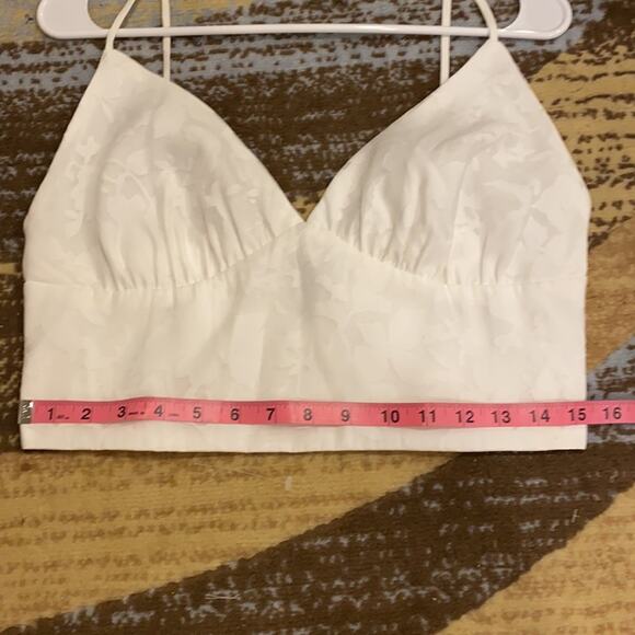 NWOT Aqua white floral Crop top size large - Picture 9 of 12